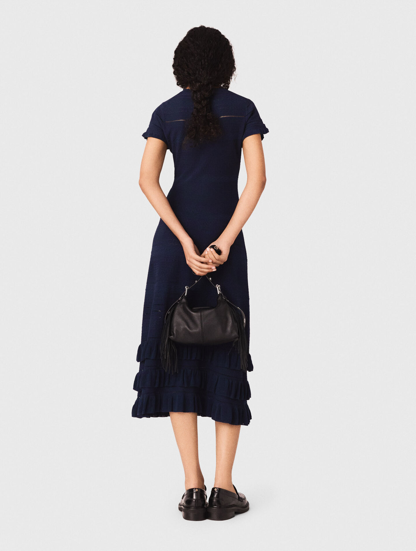 Knit maxi dress with ruffles